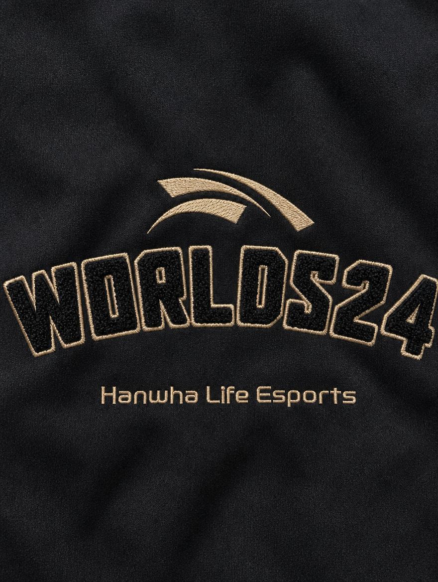 등판 WORLDS 24 보풀 자수 클로즈업