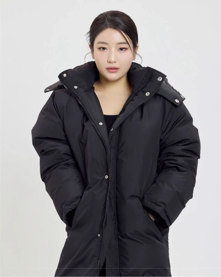 오리털 롱패딩 착용컷